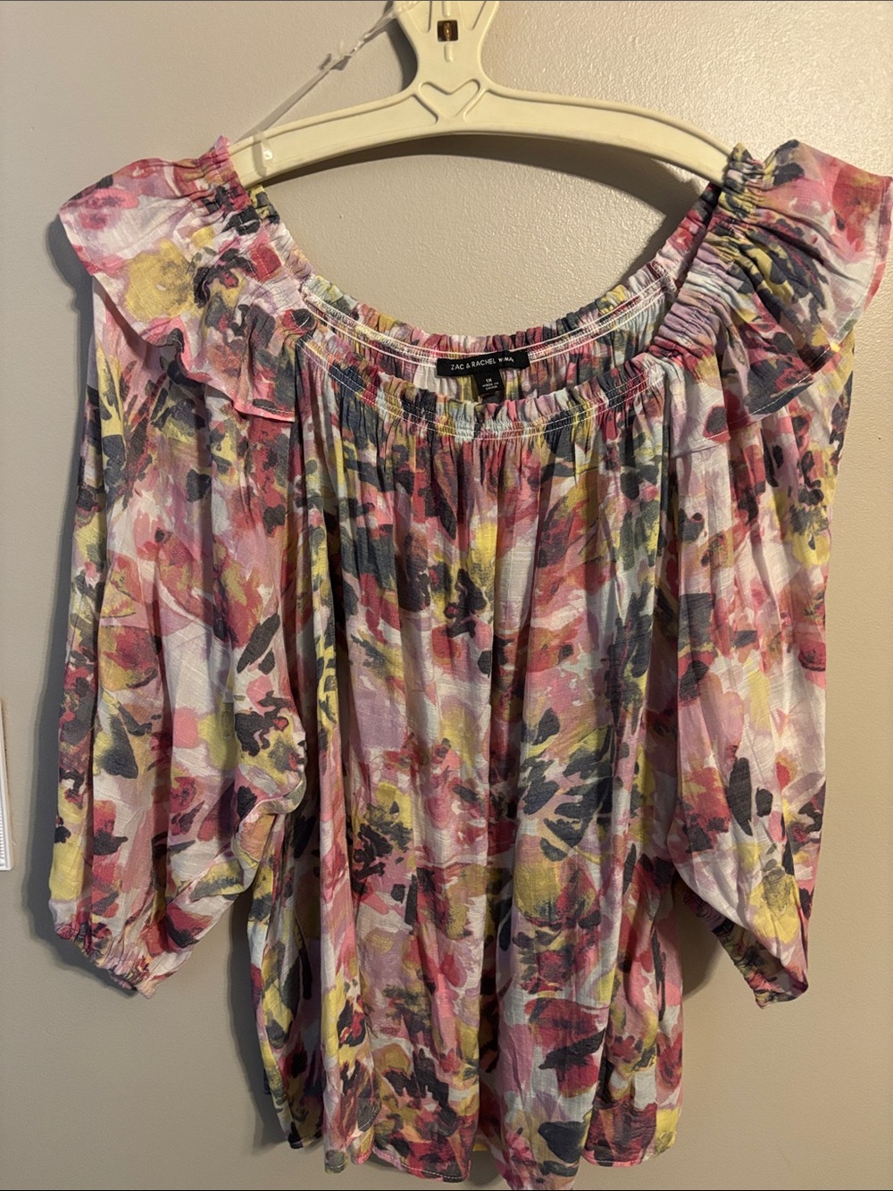 Zac & Rachel Pastel Pink Multi-Color Floral top